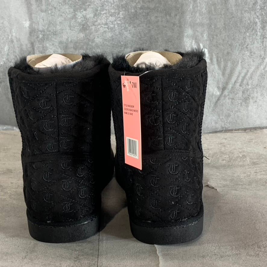 JUICY COUTURE Women's Black Micro Memory Foam Kave Winter Pull-On Ankle Boot SZ7