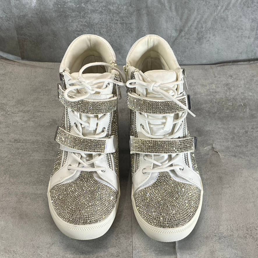 INC INTERNATIONAL CONCEPTS Women's Silver Rhinestone Debby Wedge Sneakers SZ 6.5