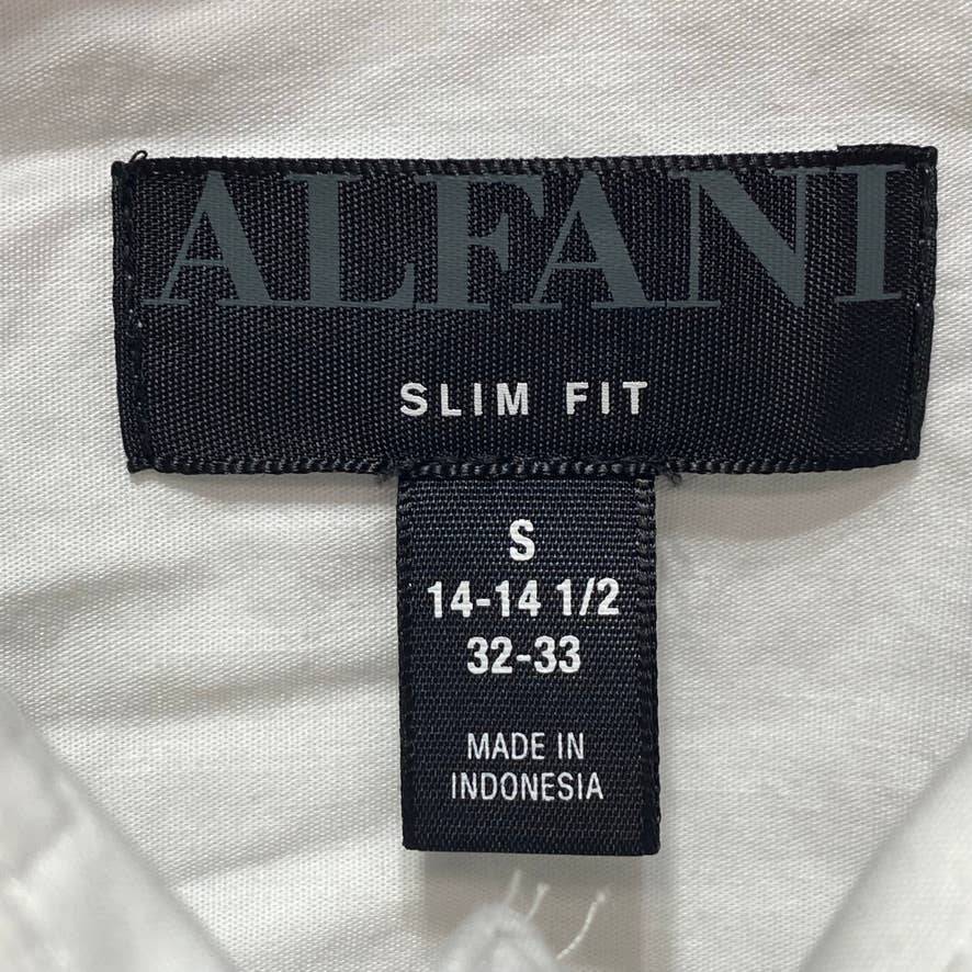 ALFANI White Slim-Fit Performance Stretch Long Sleeve Dress Shirt SZ S