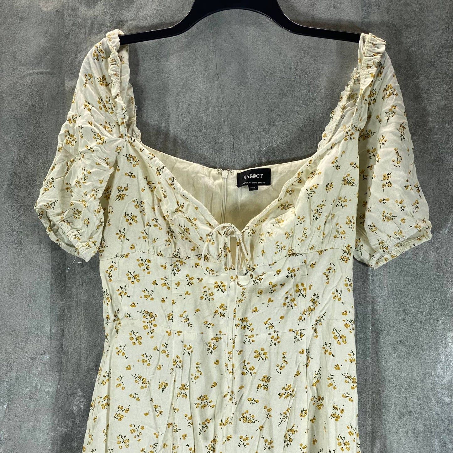 BARDOT Women's Ditsy Floral-Print Elbow-Sleeves Side-Slit Midi Dress SZ 6