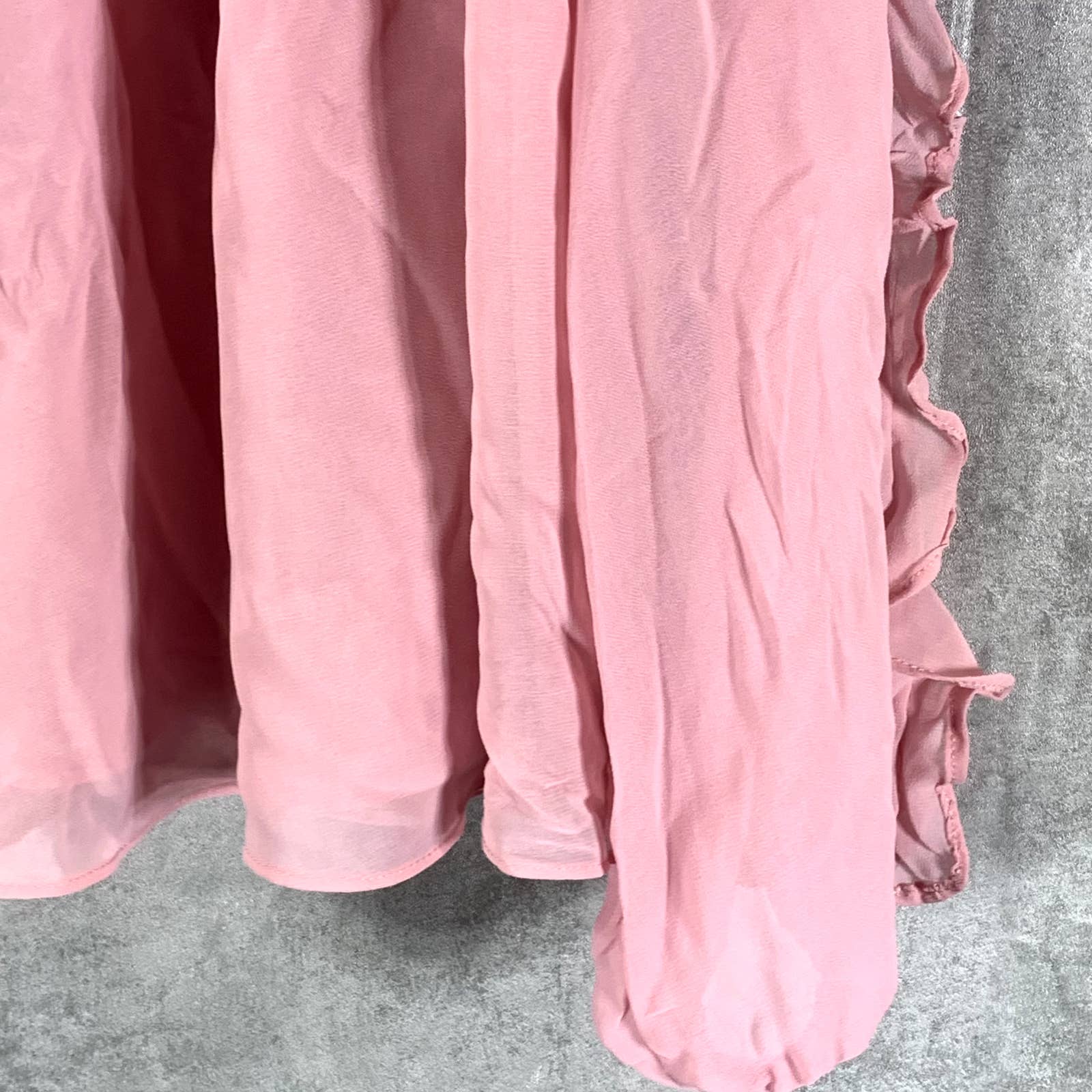1.STATE Women's Rose Pink Ruffled Tie V-Neck Cold-Shoulder Top SZ M