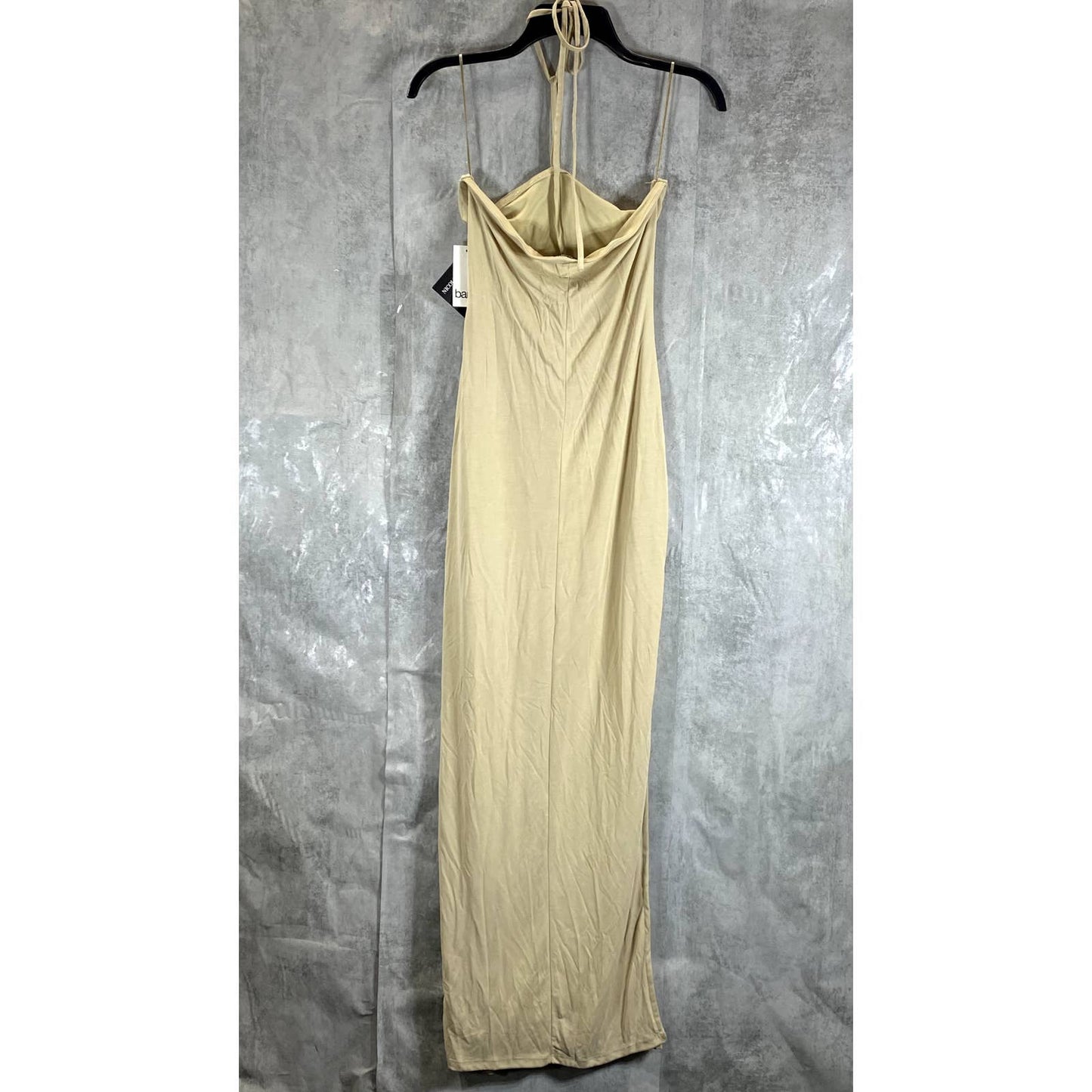 BAR III NICOLE WILLIAMS ENGLISH Women's Beige/Khaki Y-strap Halter Dress SZ S