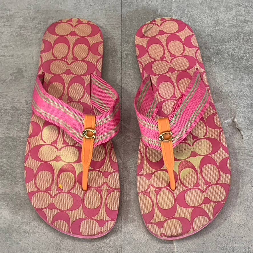 COACH Women's Pink Zoe Slip-On Flat Flip-Flop Sandals SZ 9B