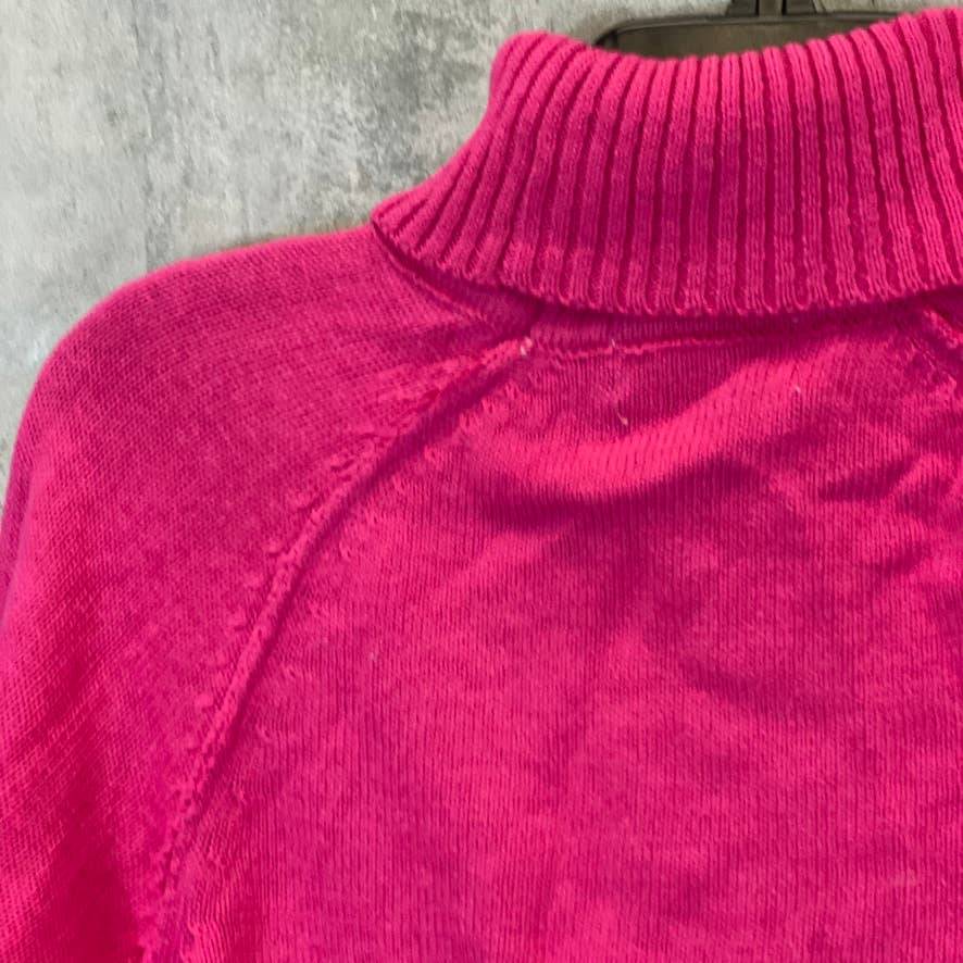 KAREN SCOTT Women's Magenta Solid Ribbed Turtleneck Pullover Sweater SZ S