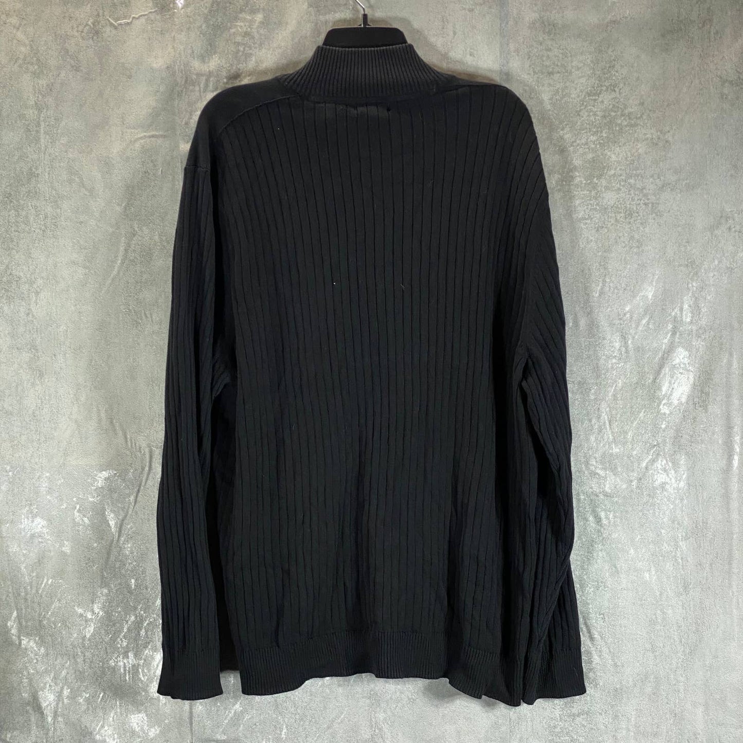 ALFANI Men's Deep Black Classic-Fit Ribbed Full-Zip Sweater 2XL