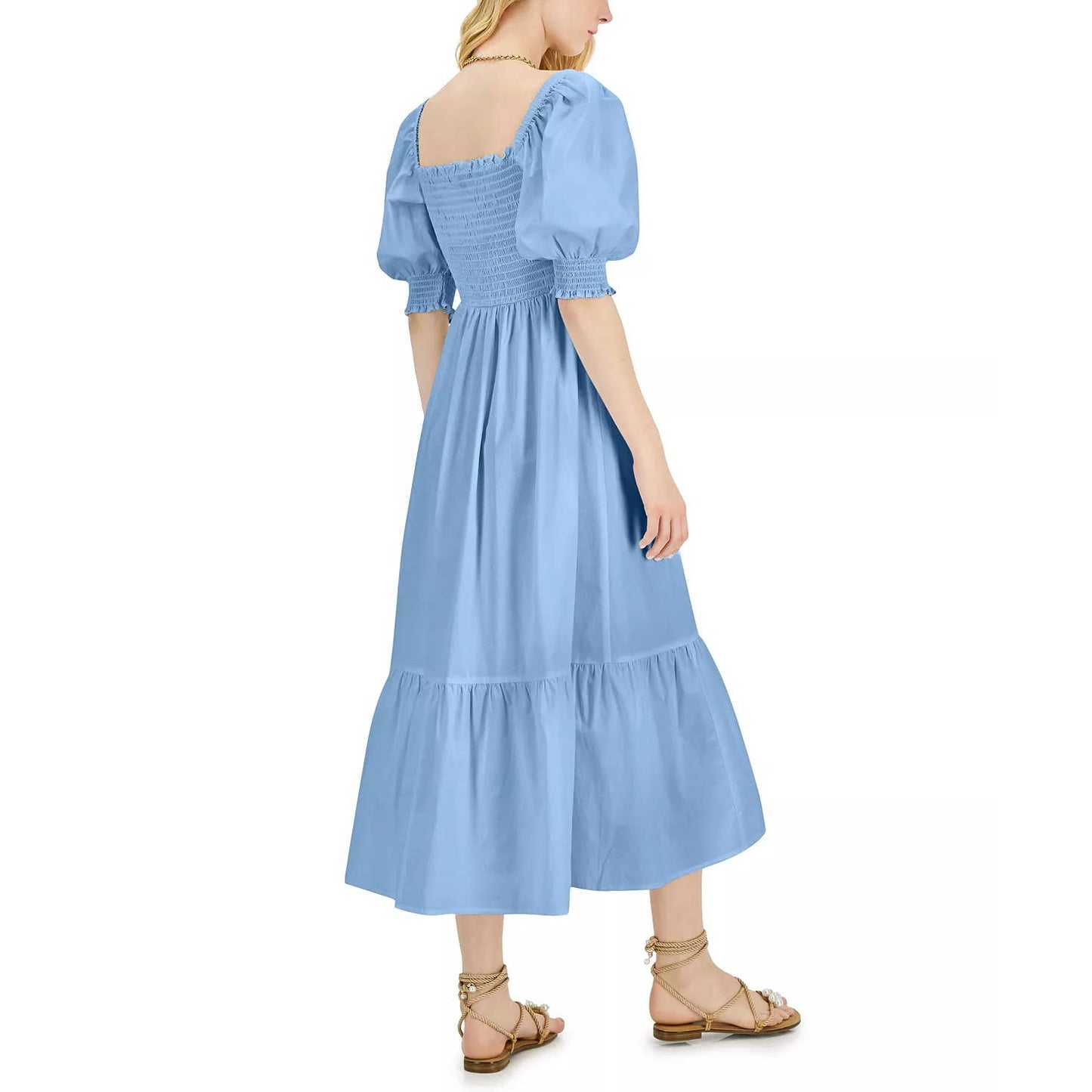 INC INTERNATIONAL CONCEPTS Women's Dutch Canal Smocked Puff-Sleeve Midi Dress