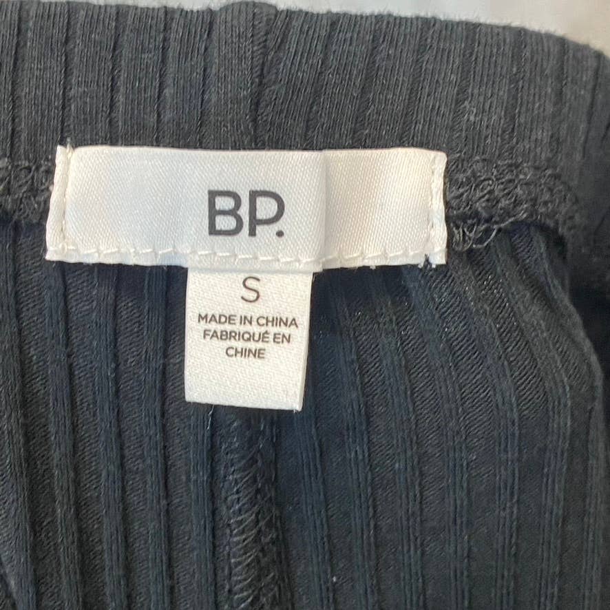 BP. Women's Solid Black Ribbed Lettuce Hem Pull-On Biker Shorts SZ S