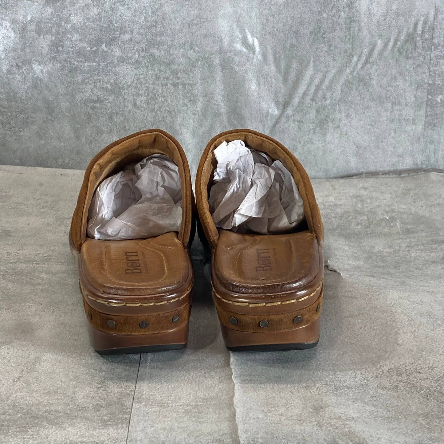 BORN Women's Brown Leather Yucatan Round-Toe Comfort Slip-On Shoes SZ 7