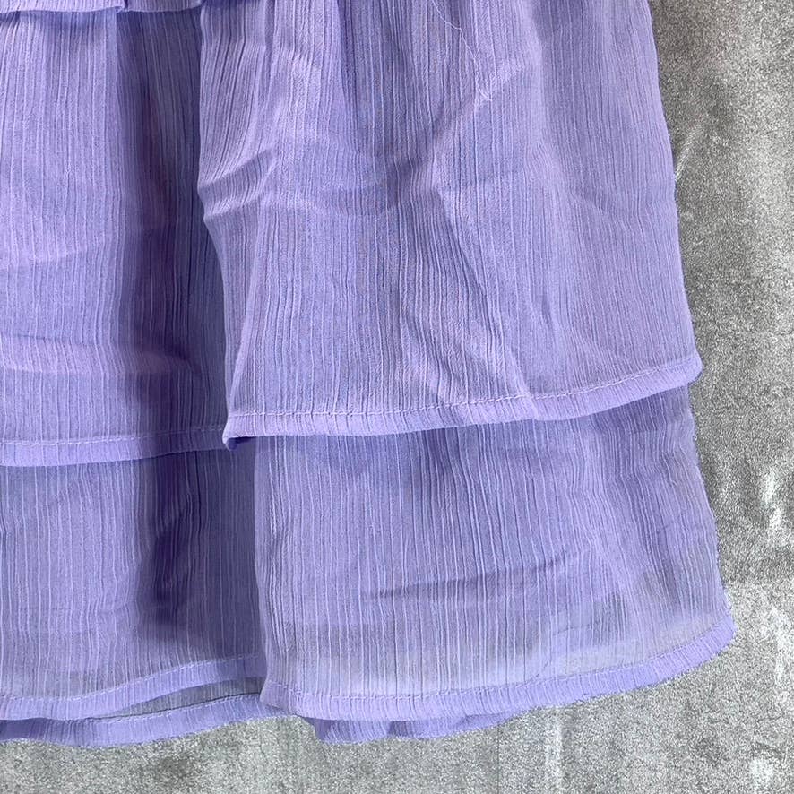 BAR III Women's Wizard Lilac Smocked Ruffle Tiered Pull-On Mini Skirt SZ S