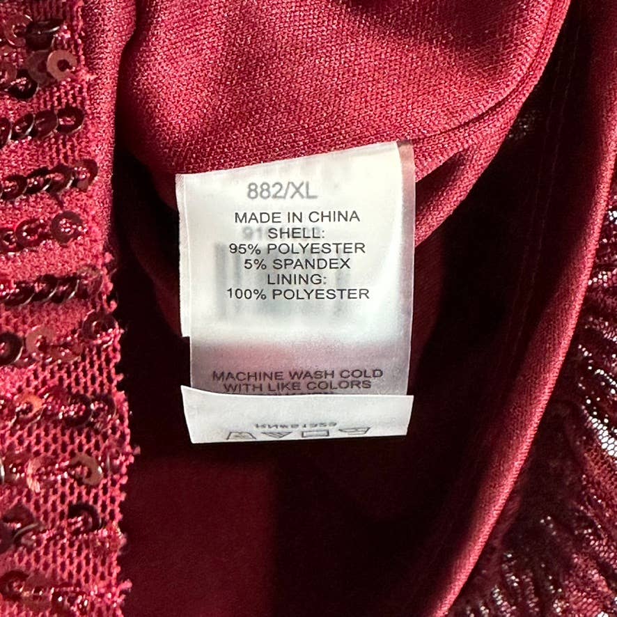 VINCE CAMUTO Women's Dark Wine Ruffled Sequin Embellished Mini Skirt SZ XL