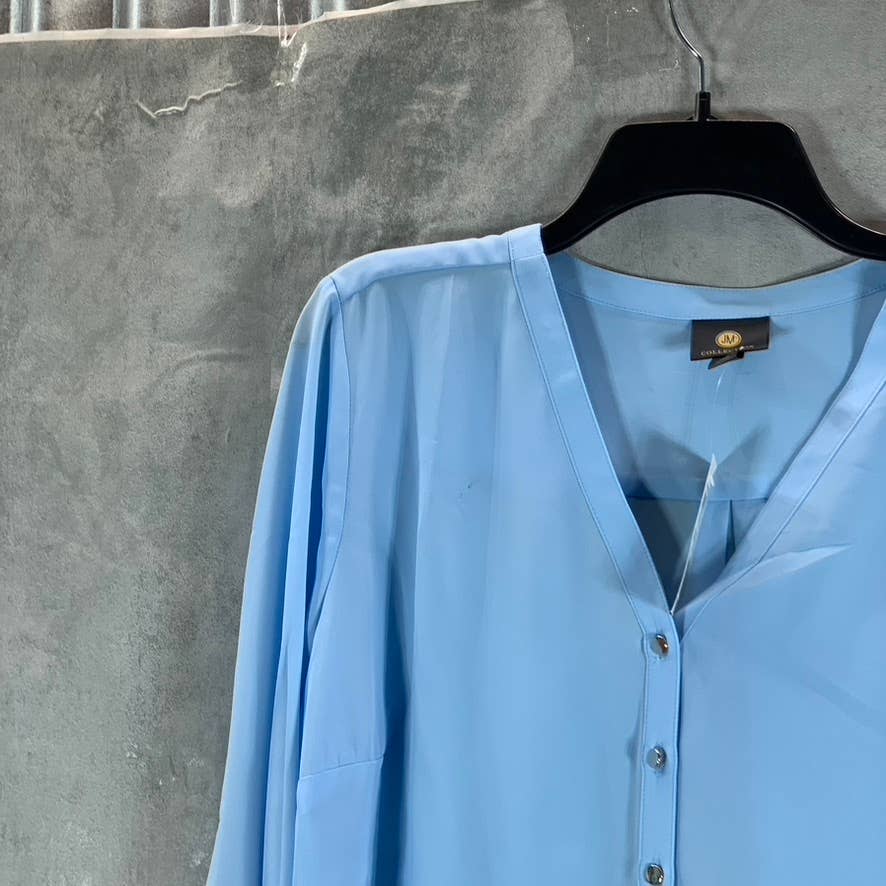 JM COLLECTION Women's Dutch Canal V-Neck Roll-Tab Sleeve Utility Top SZ XL
