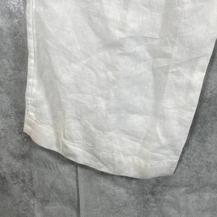 CHARTER CLUB Women's Bright White Linen Pull-On Straight-Leg Pants SZ L