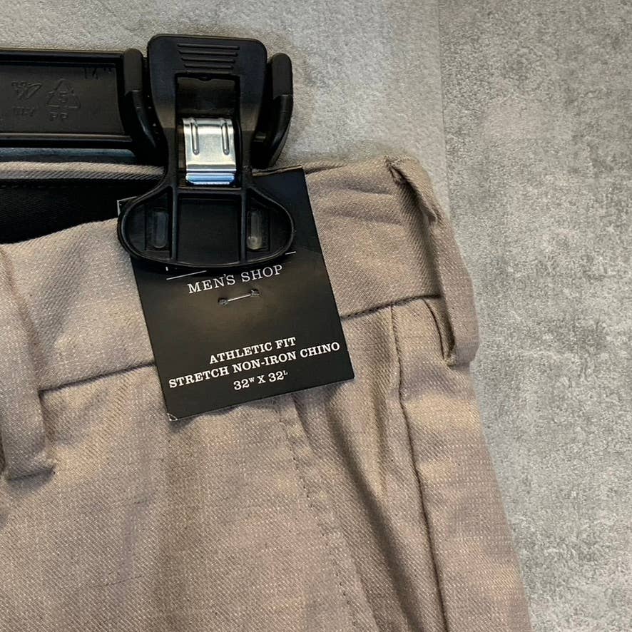 NORDSTROM Men's Grey Taupe Dobby Textured Non-Iron Athletic Fit Chino Pants SZ 32X32