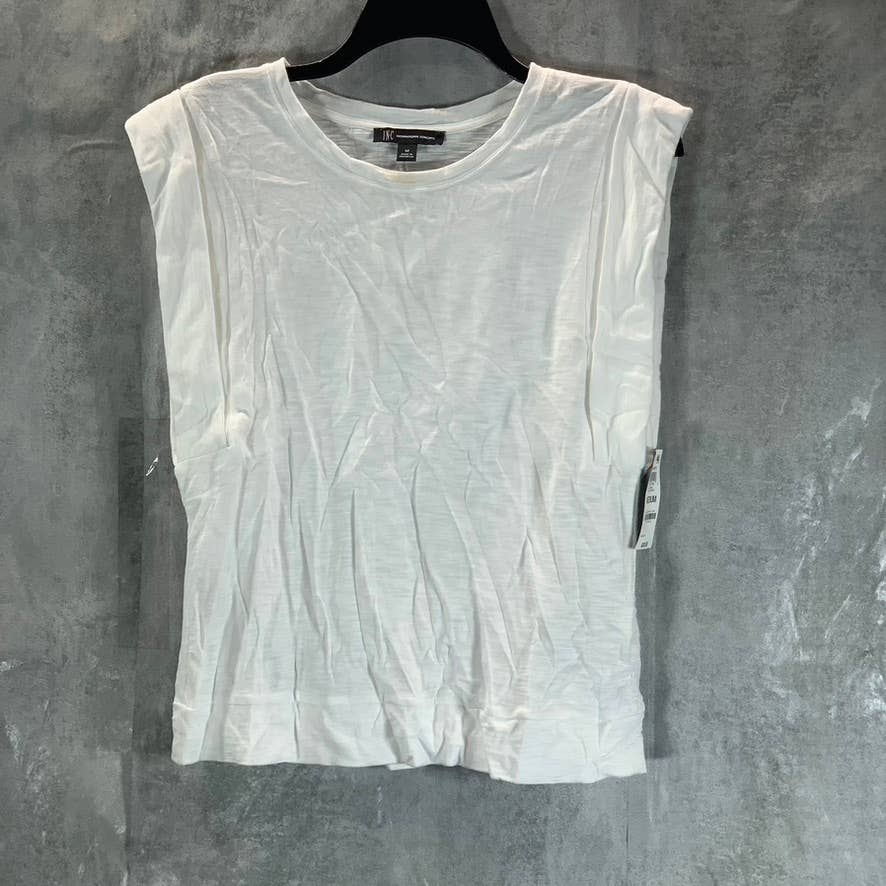 INC INTERNATIONAL CONCEPTS Women's Bright White Extended Cap-Sleeve T-Shirt SZ M