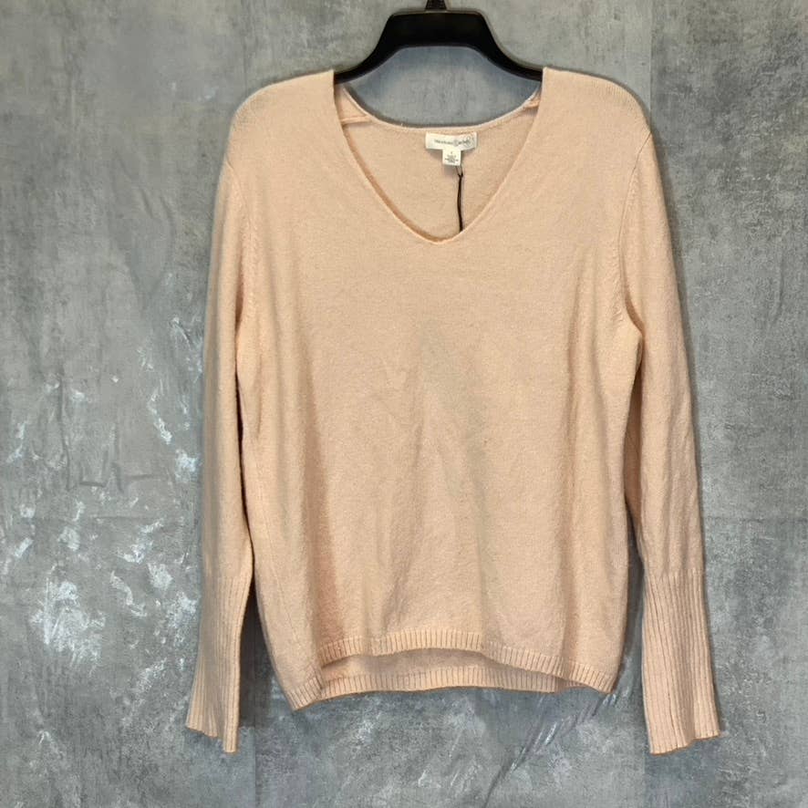 TREASURE & BOND Women's Pink Hero V-Neck Long Ribbed Cuffs Pullover Sweater SZ S