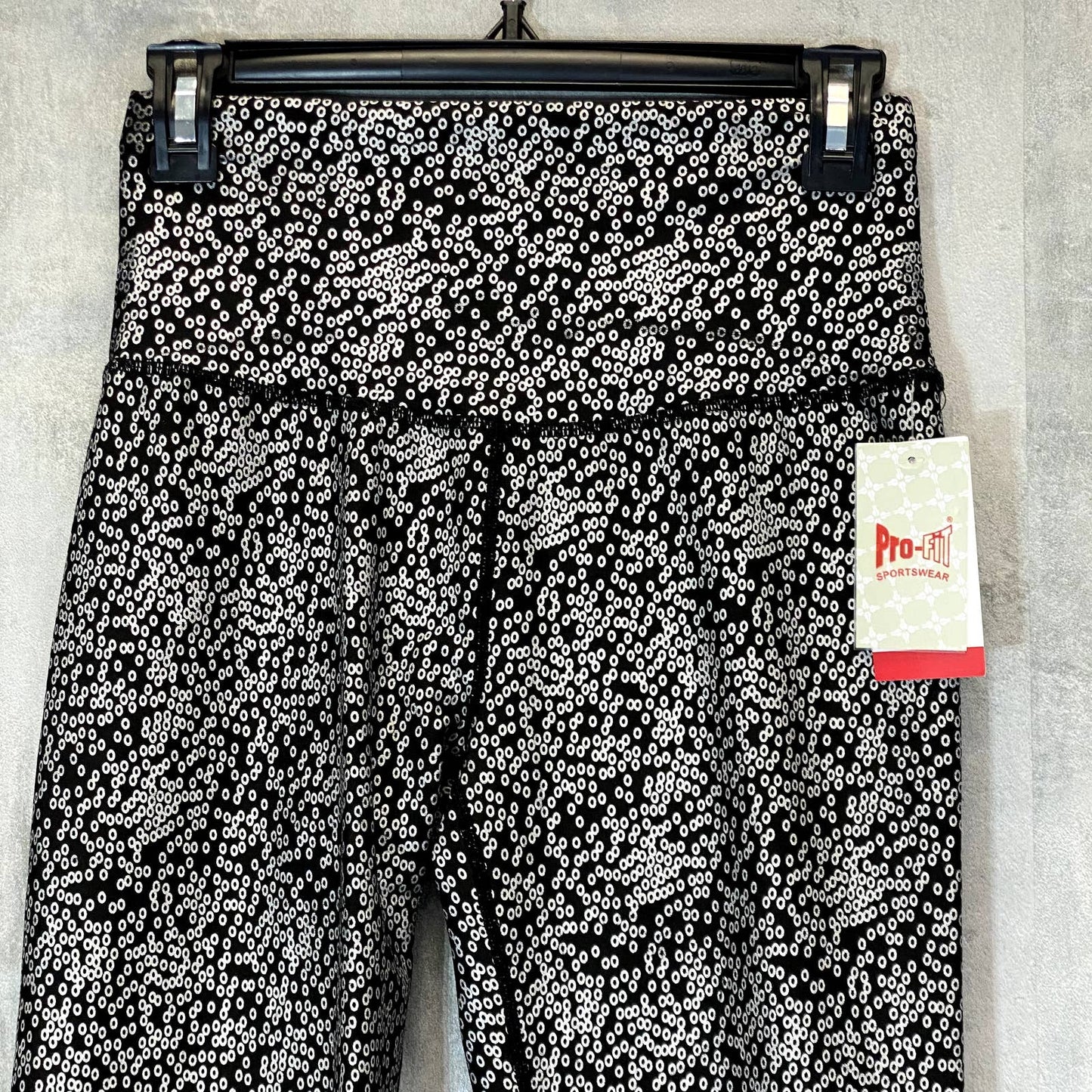 PRO-FIT Women's Silver Metallic Printed Lightweight High-Rise Pull-On Leggings SZ M