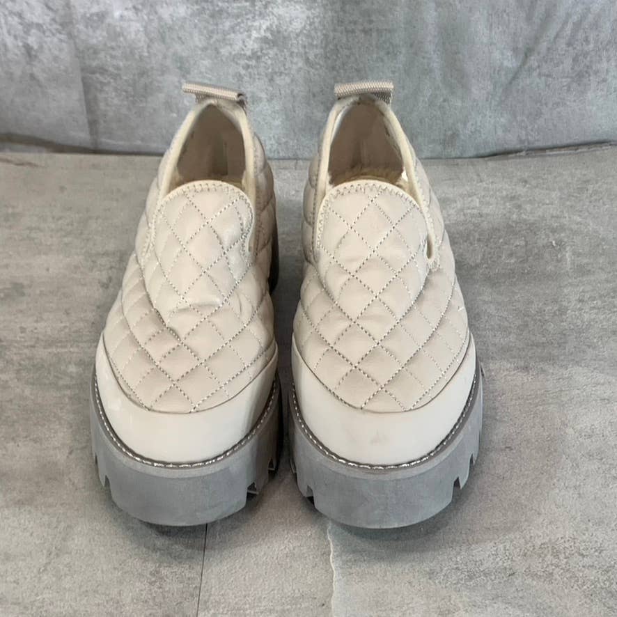 FRANCO SARTO Women's Beige/Grey Bando Quilted Lug-Sole Slip-On Loafers SZ 6