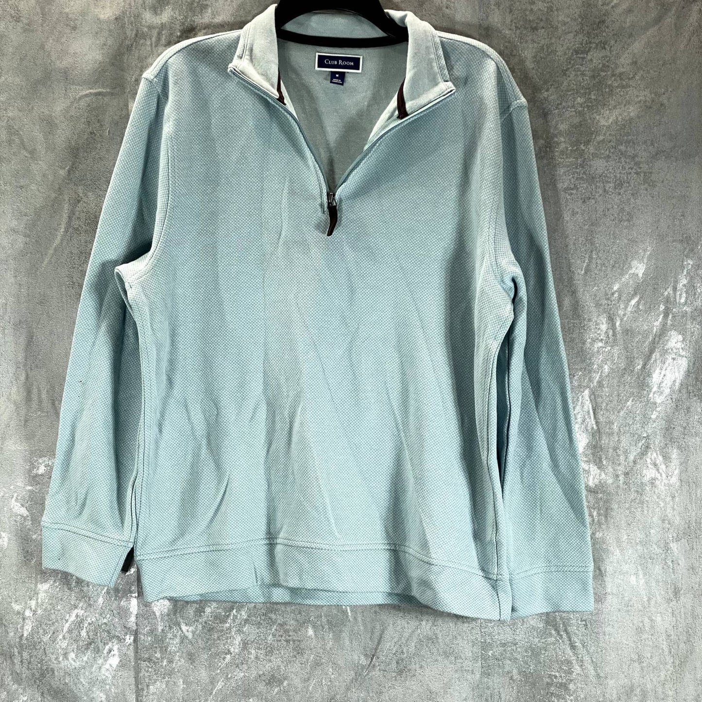 CLUB ROOM Men's Pale Glass Birdseye Mock-Neck Quarter-Zip Pullover Sweater SZ M
