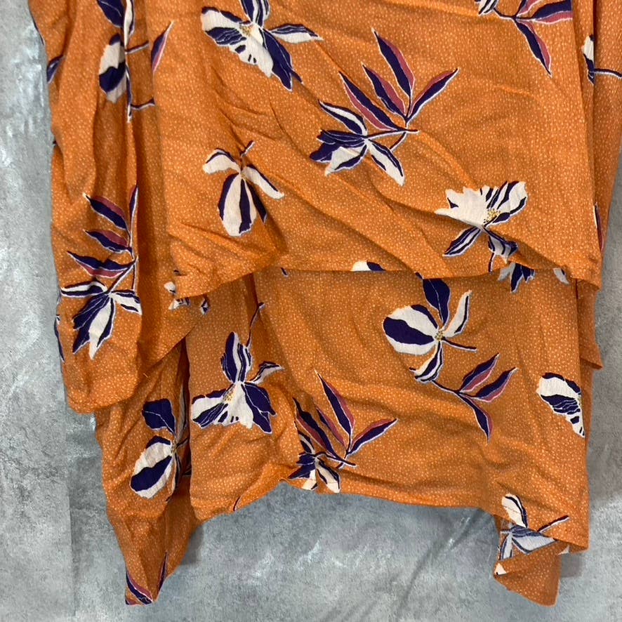 BOBEAU Women's Plus Size Rust Floral Square Neck Double Layer Pull-On Tank Top SZ 2X
