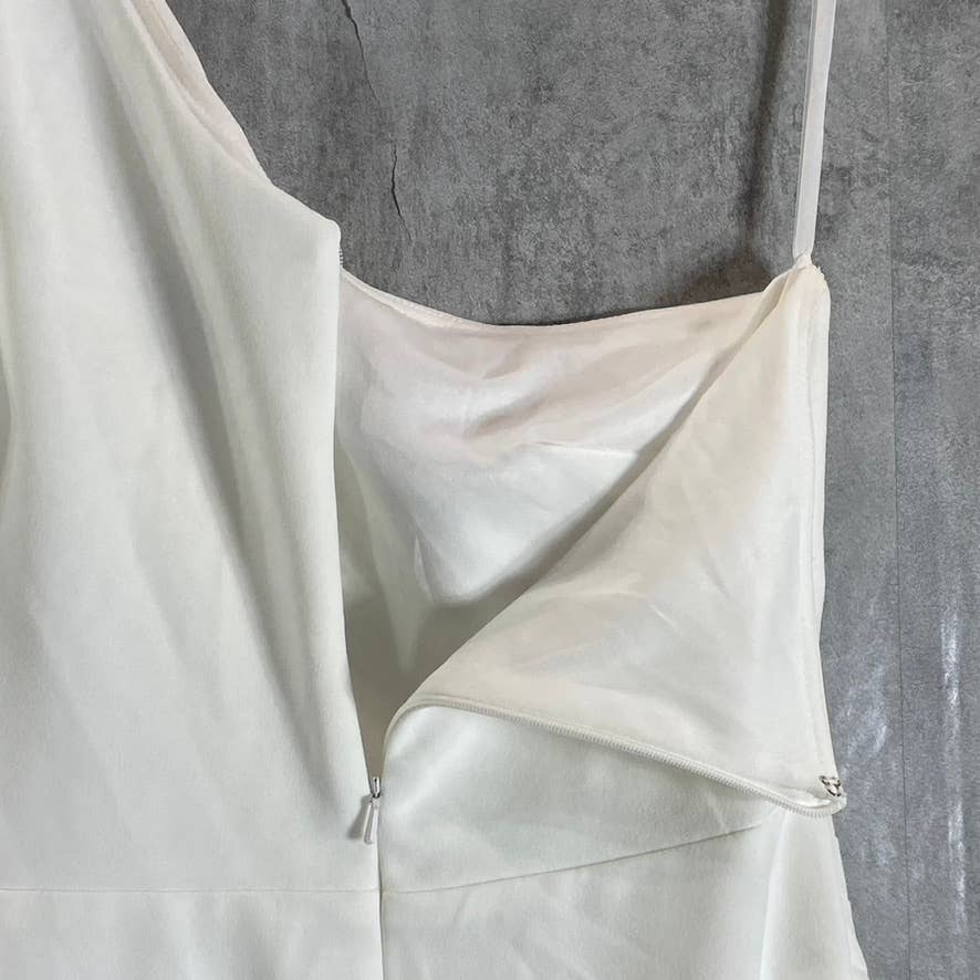 AQUA FORMAL Women's White One-Shoulder Scuba Crepe Midi Sheath Dress SZ 4