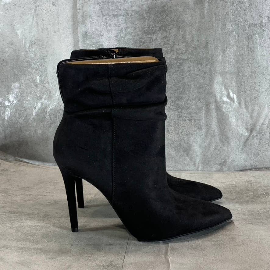 JESSICA SIMPSON Women's Black Microsuede Lerona Pointed-Toe Stiletto Booties SZ7