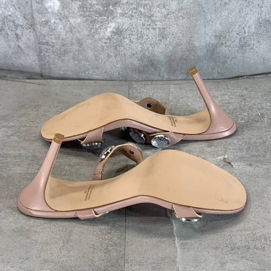 STEVE MADDEN Women's Tan Festivity Stone Embellished Mule Stiletto Sandals SZ 11