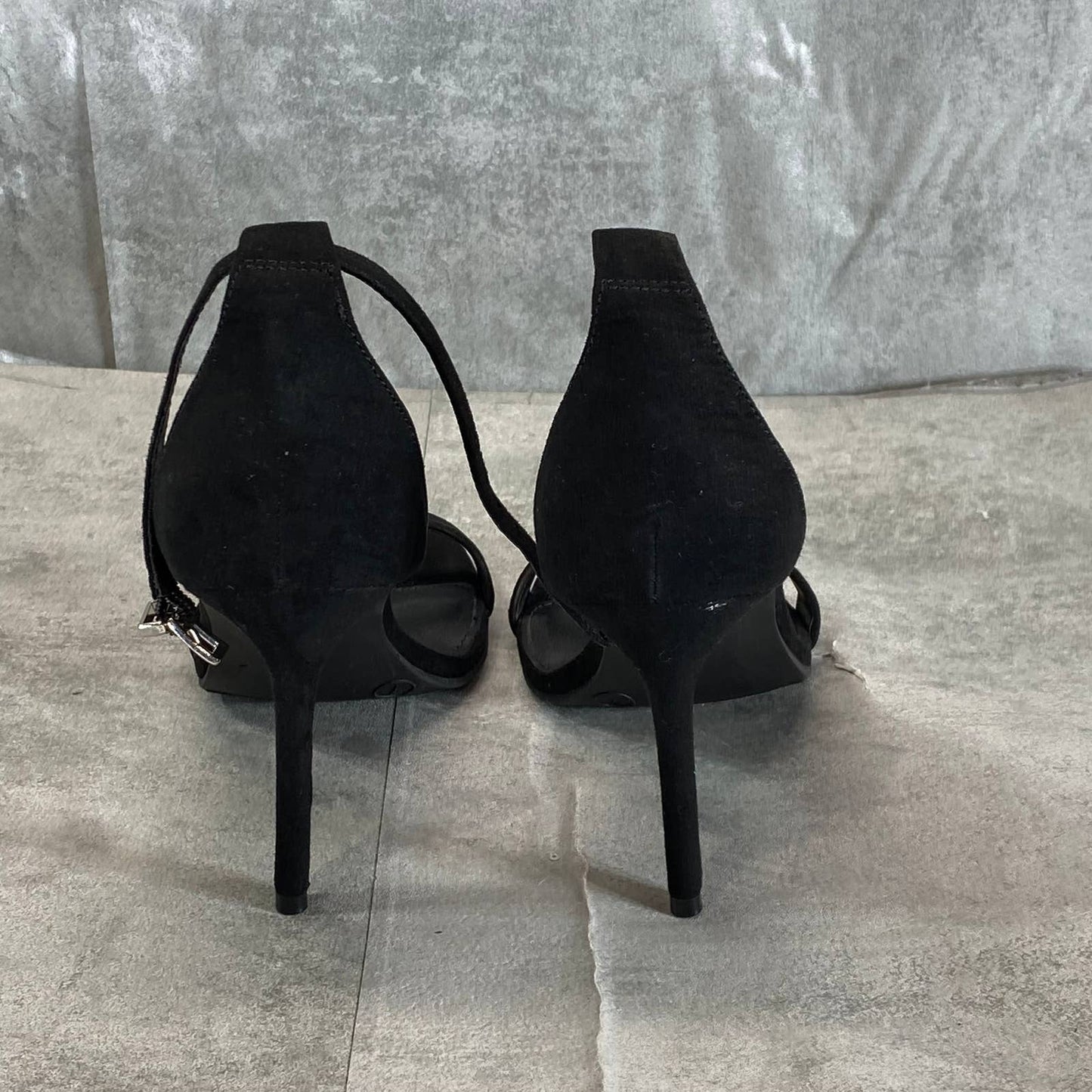 WILD PAIR Women's Black Micro Bethie Square-Toe Two-Piece Dress Sandals SZ 7