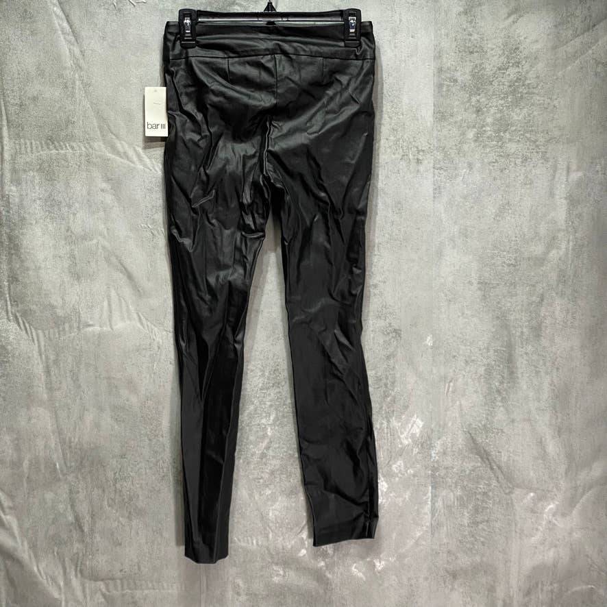 BAR III Solid Black Pull-On Coated Leggings SZ S