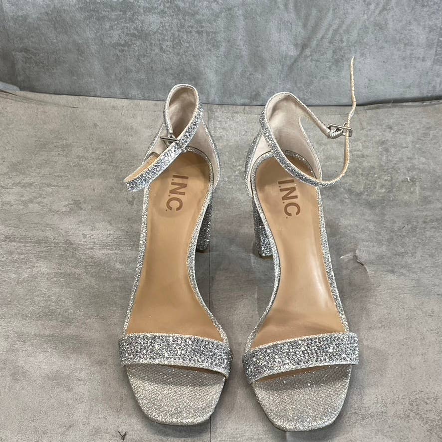 INC INTERNATIONAL CONCEPTS Women's Silver Bling Lexini Two-Piece Sandals SZ 7