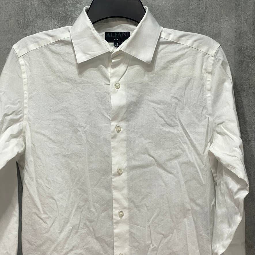 ALFANI White Slim-Fit Performance Stretch Long Sleeve Dress Shirt SZ S