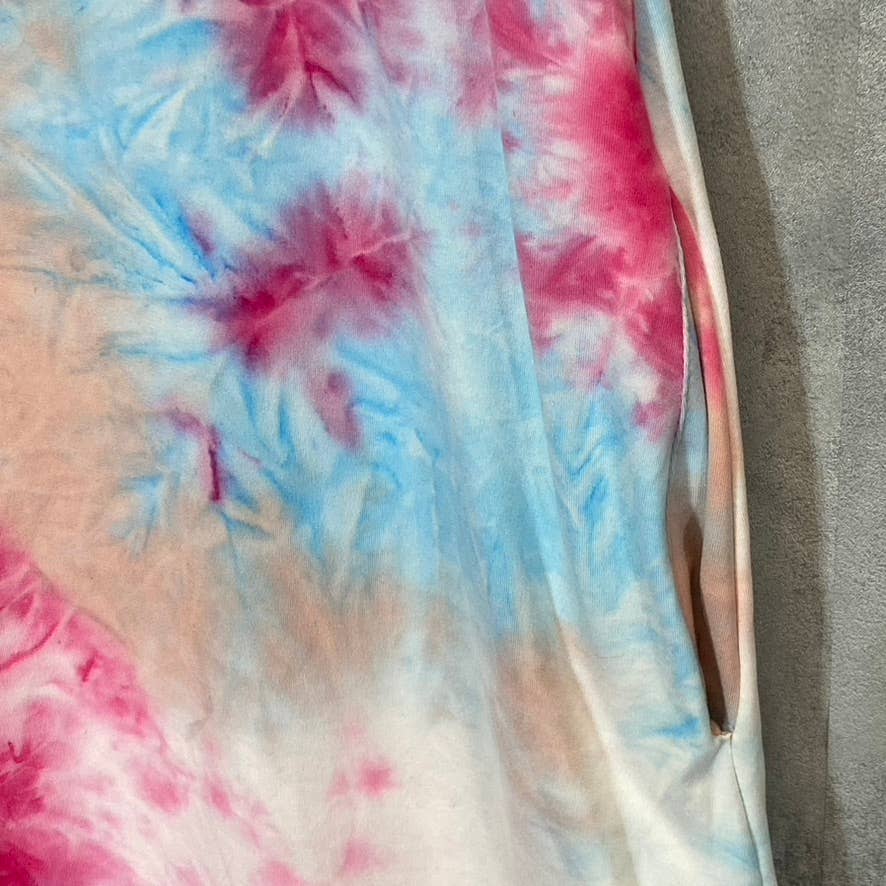 GOOD LUCK GEM Women's Sky/Pink Tie-Dye Puff Short Sleeve Mini Dress SZ S