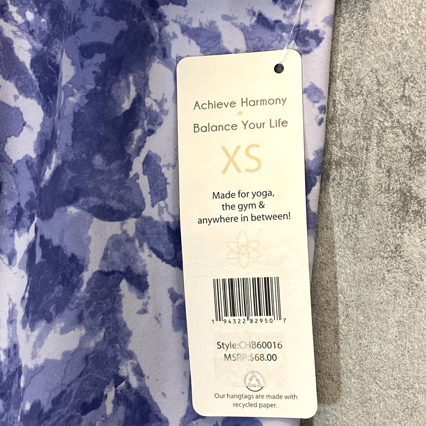 HARMONY BALANCE Women's Purple Marble Print Split Waist Pull-On Skinny Active Leggings SZ XS
