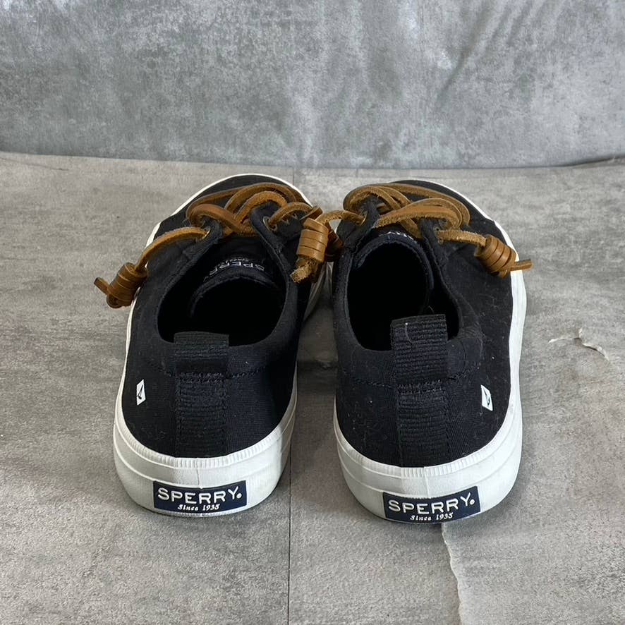 SPERRY Women's Black Canvas Crest Vibe Tie-Lace Memory Foam Sneakers SZ 7