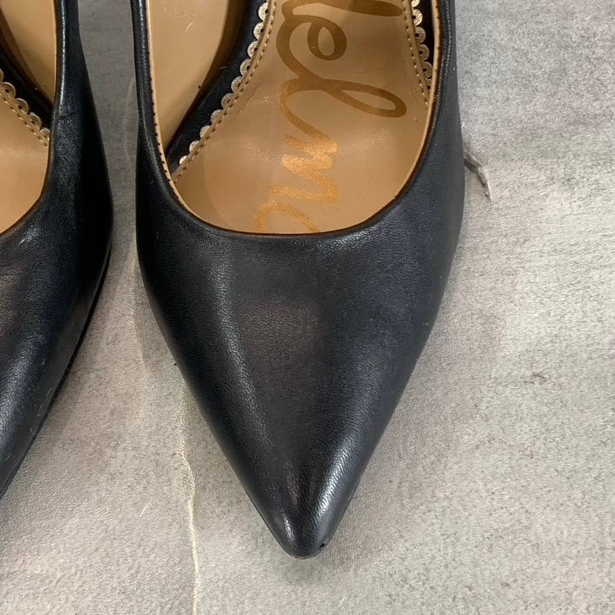 SAM EDELMAN Women's Black Leather Danna Pointed-Toe Stiletto Pumps SZ 7.5