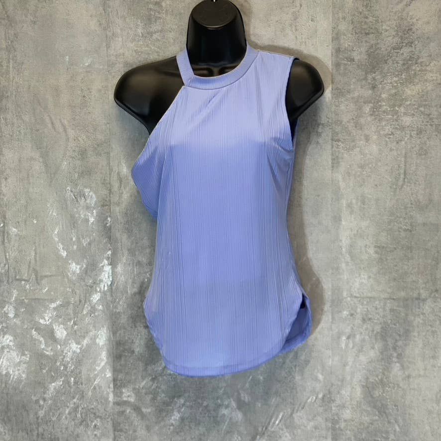 NSR Women's Peri Mock-Neck Sleeveless Asymmetrical Ribbed Top SZ M