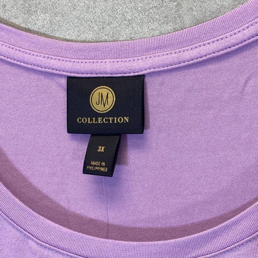 JM COLLECTION Women's Plus Size Crocus Petal Scoopneck 3/4 Sleeve Top SZ 3X