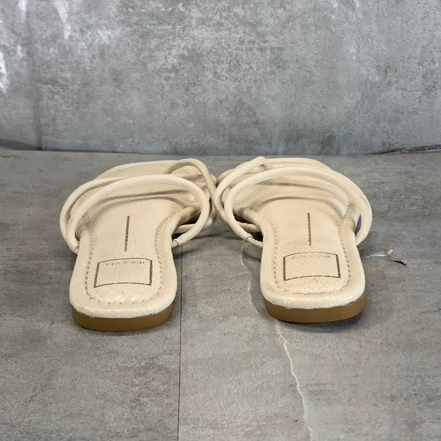 DOLCE VITA Women's Ivory Snake Embossed Leanna Square-Toe Strappy Sandals SZ 9