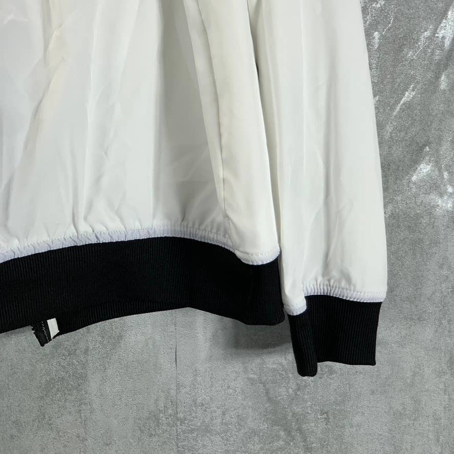 DKNY Sport Women's White-Black Full-Zip Graphic Bomber Jacket SZ S
