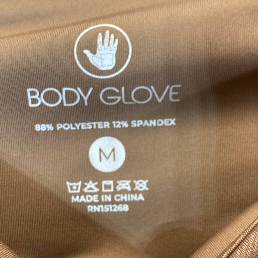 BODY GLOVE Women's Tan Full Length Pull-On Motto Detail Media Pocket Active Leggings SZ M