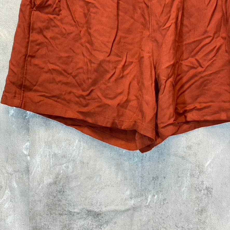 MELROSE AND MARKET Women's Rust Henna Crepe Elastic Waist Pull-On Shorts SZ M