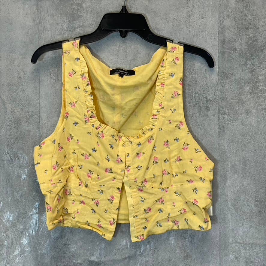 BARDOT Women's Yellow Ditsy Floral Crop Top Bustier Shirt SZ US10/L