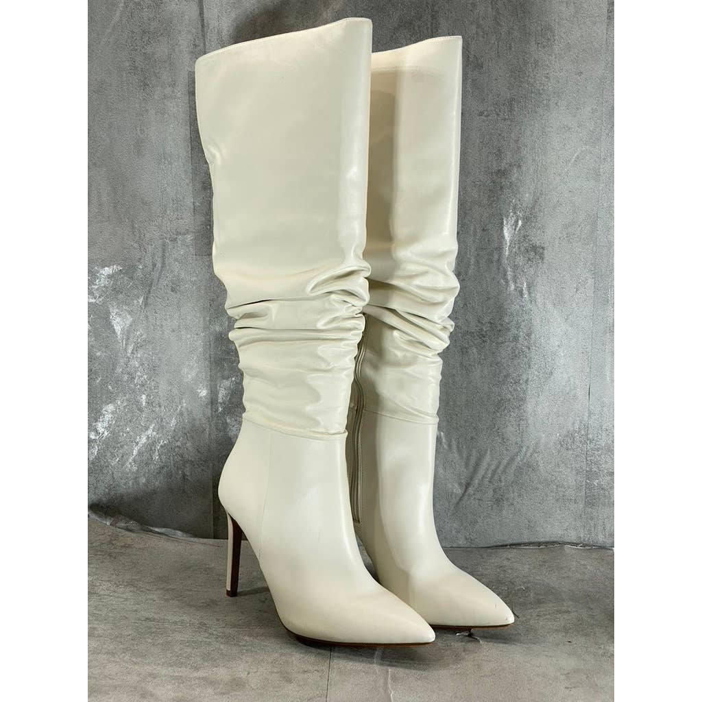 INC INTERNATIONAL Women's White Iyonna Over-The-Knee Slouch Stiletto Boots SZ 10