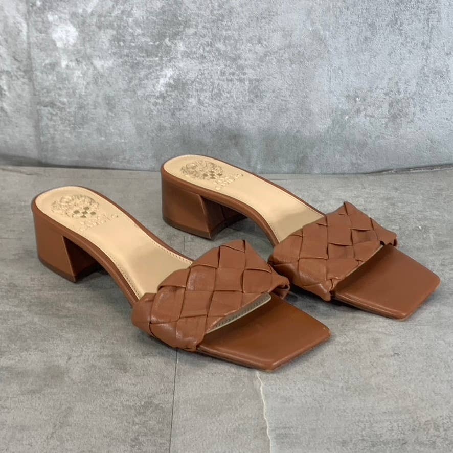 VINCE CAMUTO Women's Barn Brown Semtera Square-Toe Block-Heel Sandals SZ 7.5