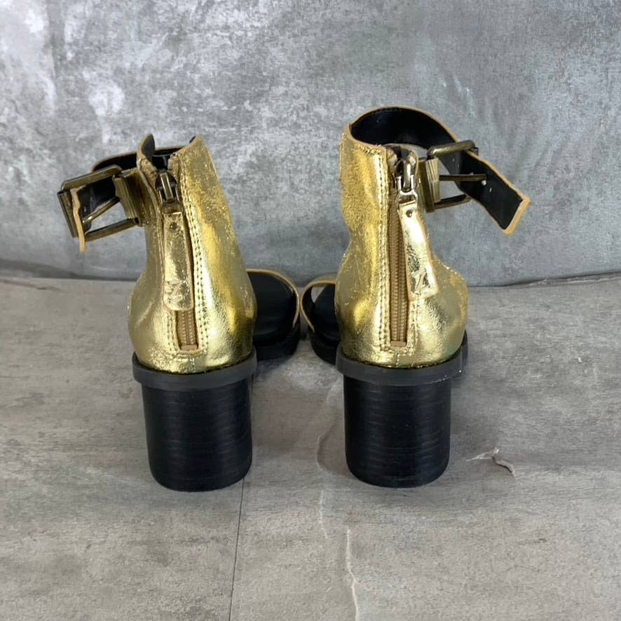 ZODIAC Women's Gold Metallic Ilsa Ankle-Strap Block-Heel City Sandals SZ 7.5