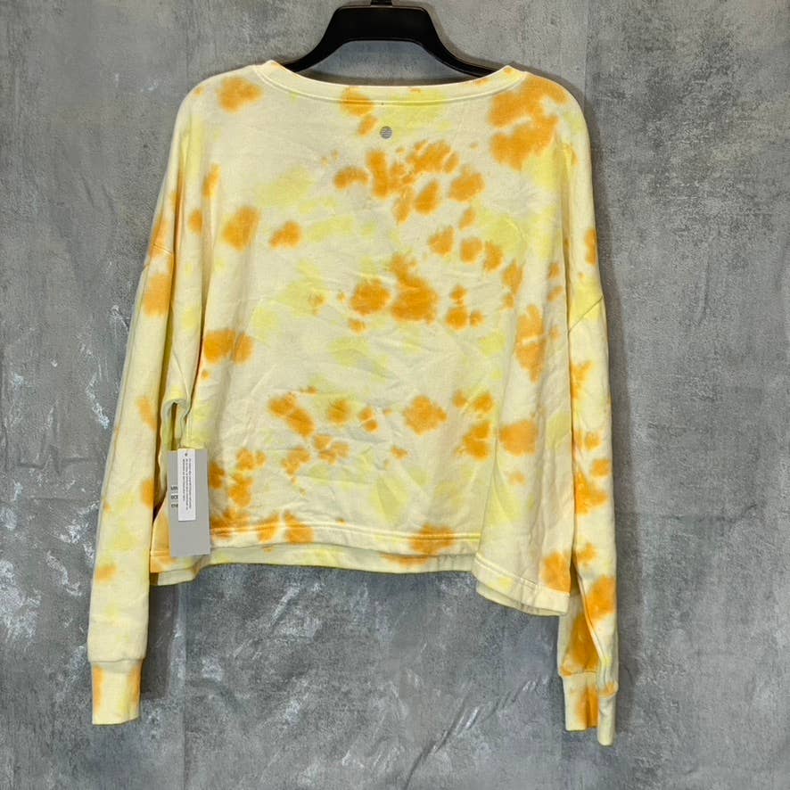 Z BY ZELLA Women's Yellow Green Finch Sunset Tie Dye Cropped Sweatshirt SZ XL