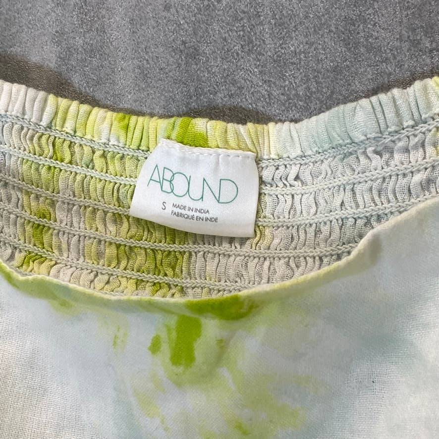 ABOUND Women's Green Dye Spiral Puff Sleeve Square Neck Pullover Mini Dress SZ S