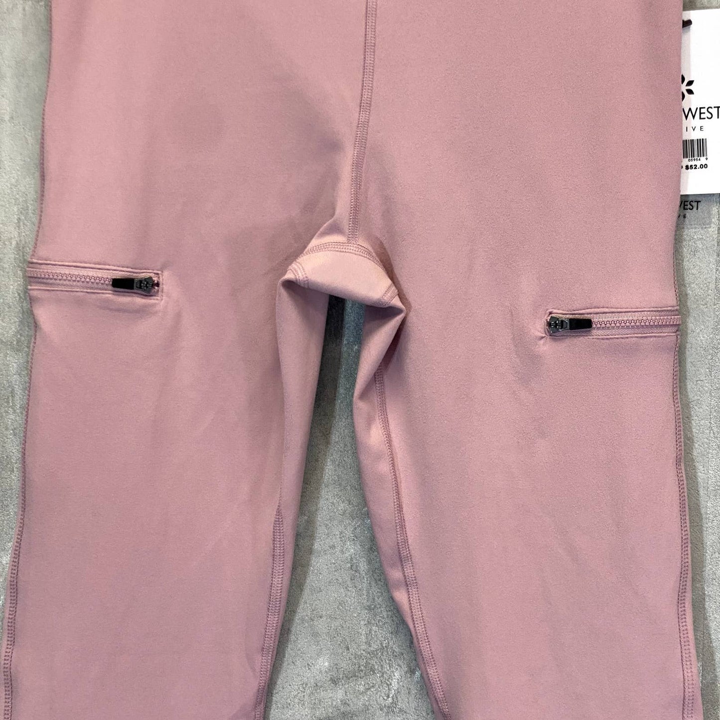 NINE WEST Women's Mauve Shadow Side Zip Stretch Active Pull-On Crop Leggings SZ M