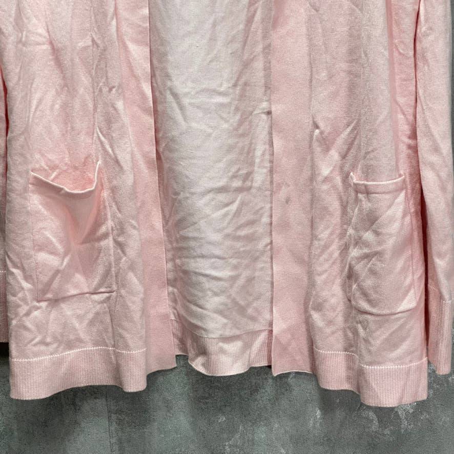 KAREN SCOTT Blush Long Sleeve Open Front Two-Pocket Cardigan SZ M