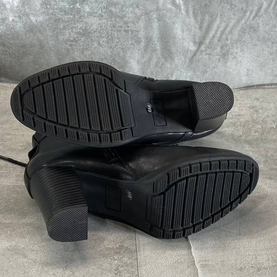 STYLE & CO Women's Black Lucillee Almond-Toe Lace-Up Side-Zip Heeled Booties SZ6