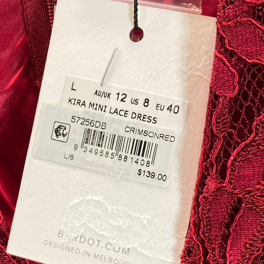 BARDOT Women's Crimson Red Kira Lace Button-Detail V-Neck Fit & Flare Mini Dress